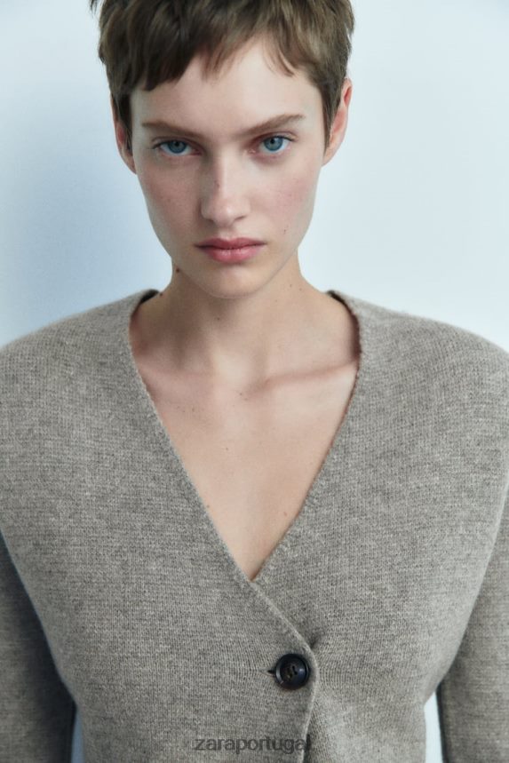 blazer de lã peplum mulheres Zara cinza Z2080L164 roupas