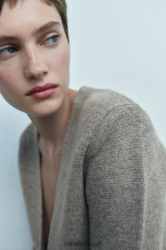 blazer de lã peplum mulheres Zara cinza Z2080L164 roupas