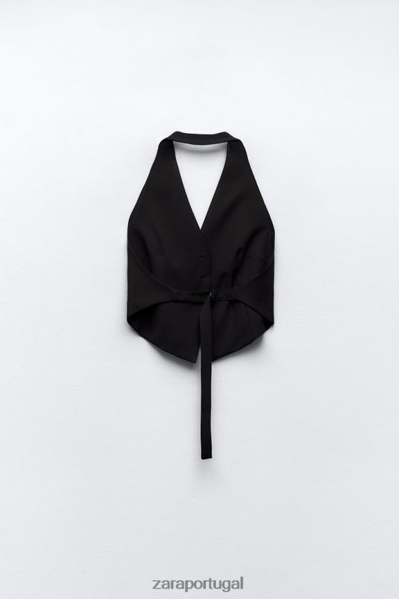 colete aberto nas costas mulheres Zara preto Z2080L149 roupas