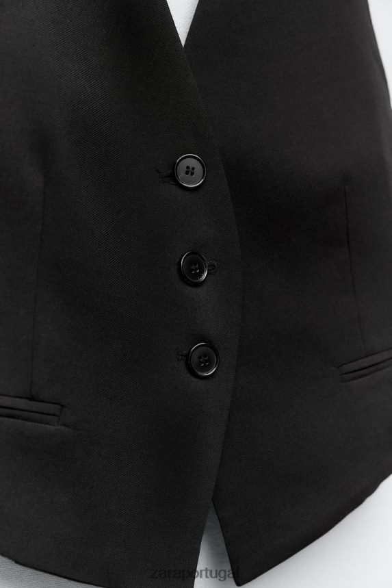 colete aberto nas costas mulheres Zara preto Z2080L149 roupas