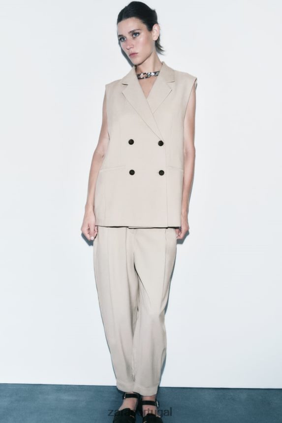 colete envolvente mulheres Zara areia Z2080L187 roupas