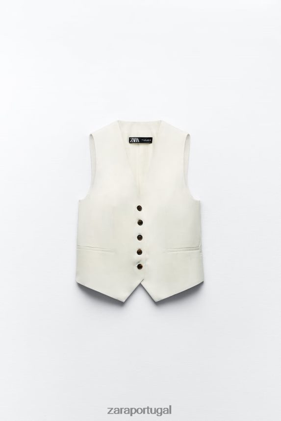 colete sob medida mulheres Zara bege claro Z2080L157 roupas