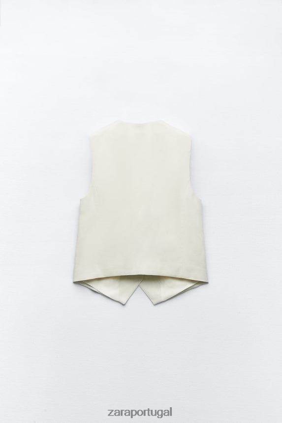 colete sob medida mulheres Zara bege claro Z2080L157 roupas
