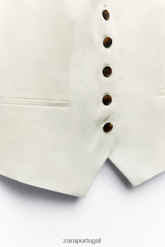 colete sob medida mulheres Zara bege claro Z2080L157 roupas