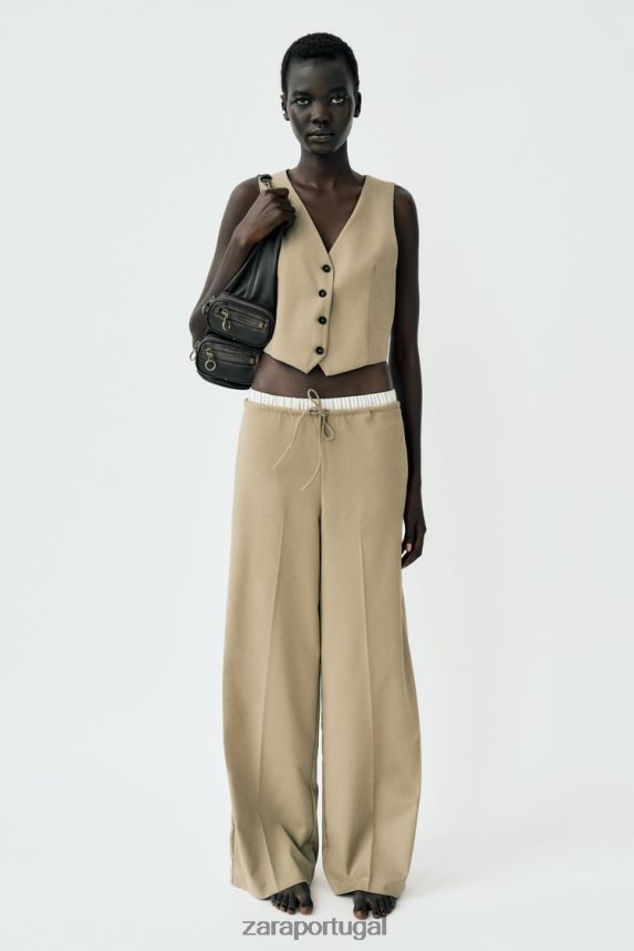 colete sob medida mulheres Zara camelo leve Z2080L161 roupas