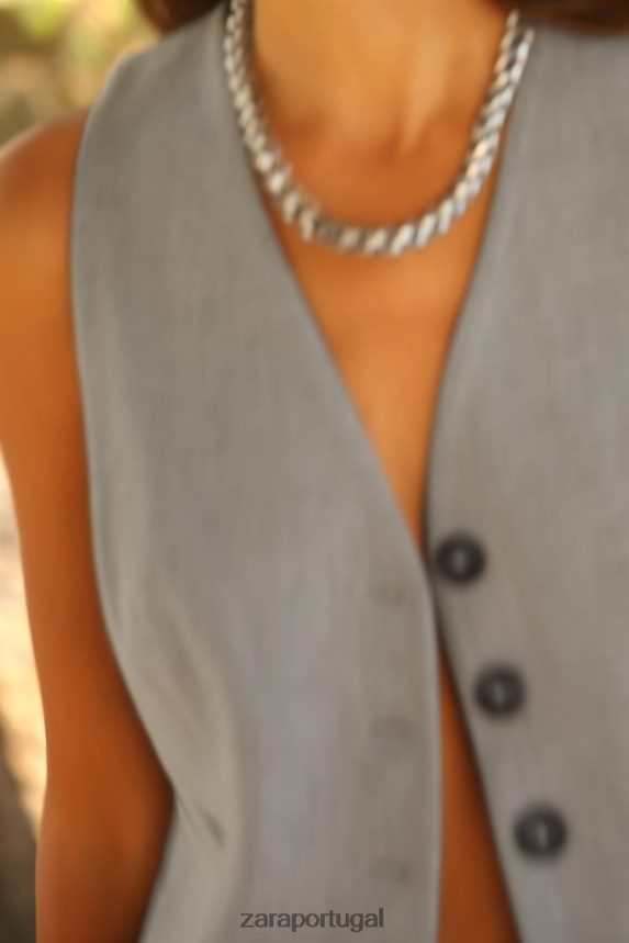 colete sob medida mulheres Zara cinza Z2080L139 roupas
