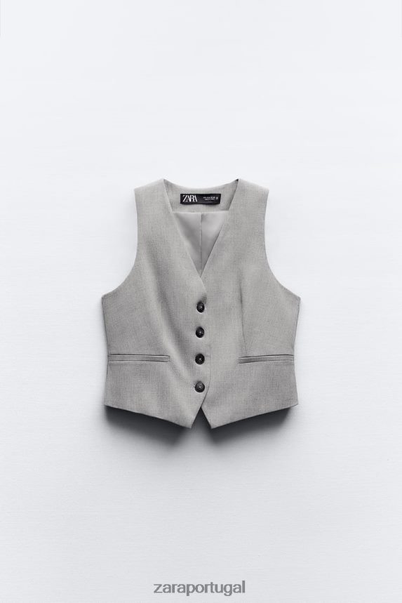 colete sob medida mulheres Zara cinza Z2080L139 roupas