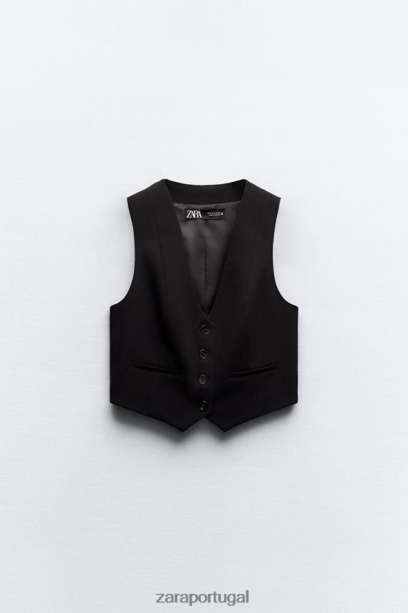 colete sob medida mulheres Zara preto Z2080L158 roupas