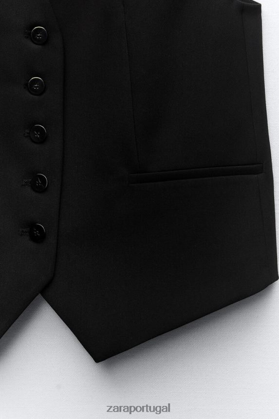 colete sob medida mulheres Zara preto Z2080L158 roupas