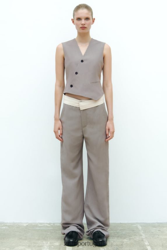 colete trespassado assimétrico edição limitada mulheres Zara cinza Z2080L185 roupas