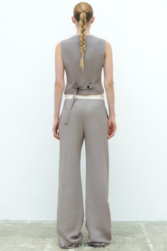 colete trespassado assimétrico edição limitada mulheres Zara cinza Z2080L185 roupas