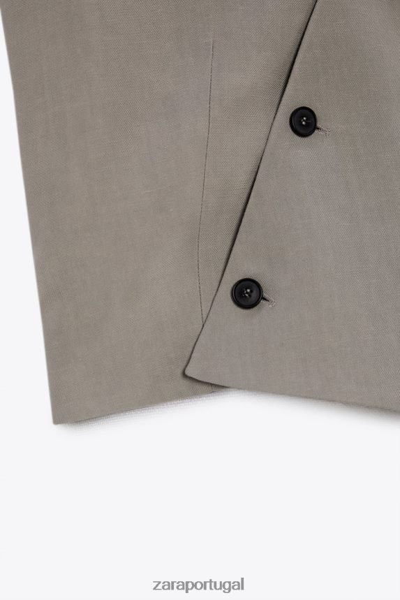 colete trespassado assimétrico edição limitada mulheres Zara cinza Z2080L185 roupas