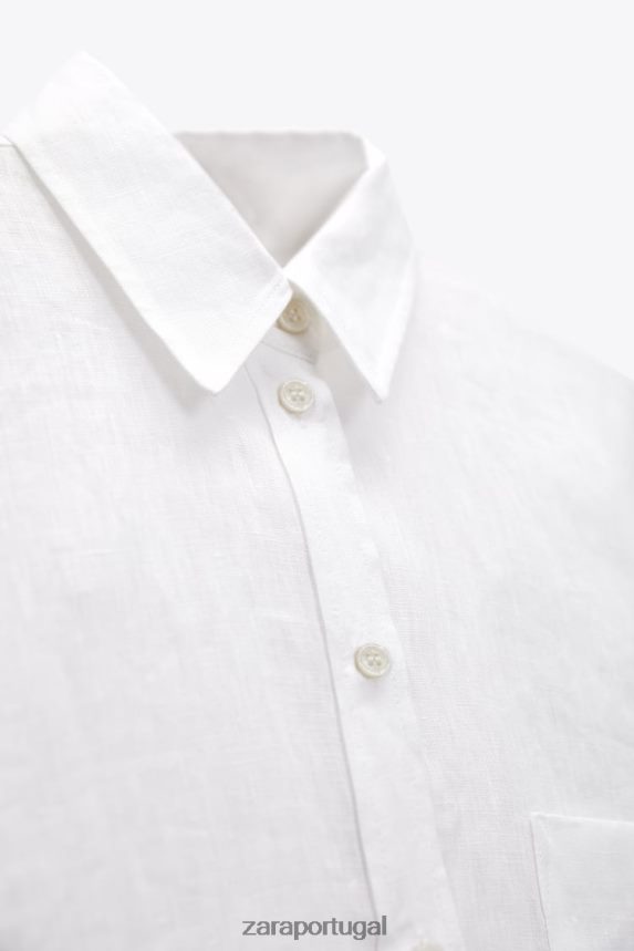 Camisa 100% linho mulheres Zara branco Z2080L303 roupas
