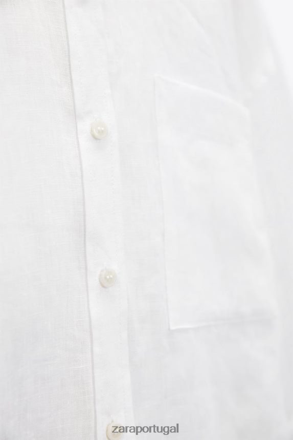 Camisa 100% linho mulheres Zara branco Z2080L303 roupas