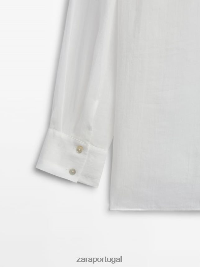 Camisa grande 100% rami mulheres Zara branco Z2080L853 roupas