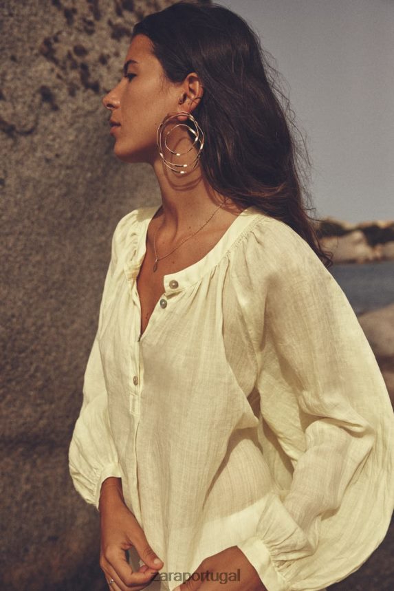 blusa balão rami mulheres Zara amarelo Z2080L410 roupas
