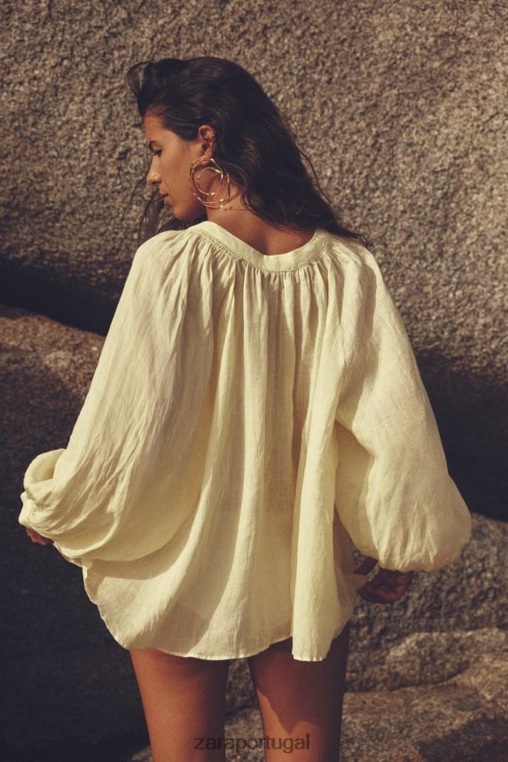 blusa balão rami mulheres Zara amarelo Z2080L410 roupas