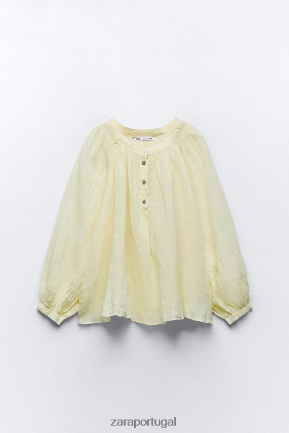 blusa balão rami mulheres Zara amarelo Z2080L410 roupas