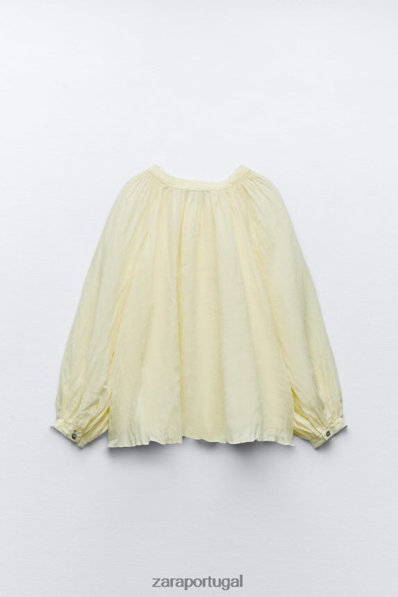 blusa balão rami mulheres Zara amarelo Z2080L410 roupas