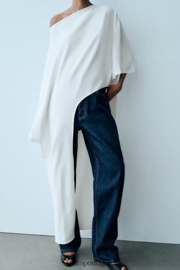 blusa capa assimétrica mulheres Zara cru Z2080L301 roupas