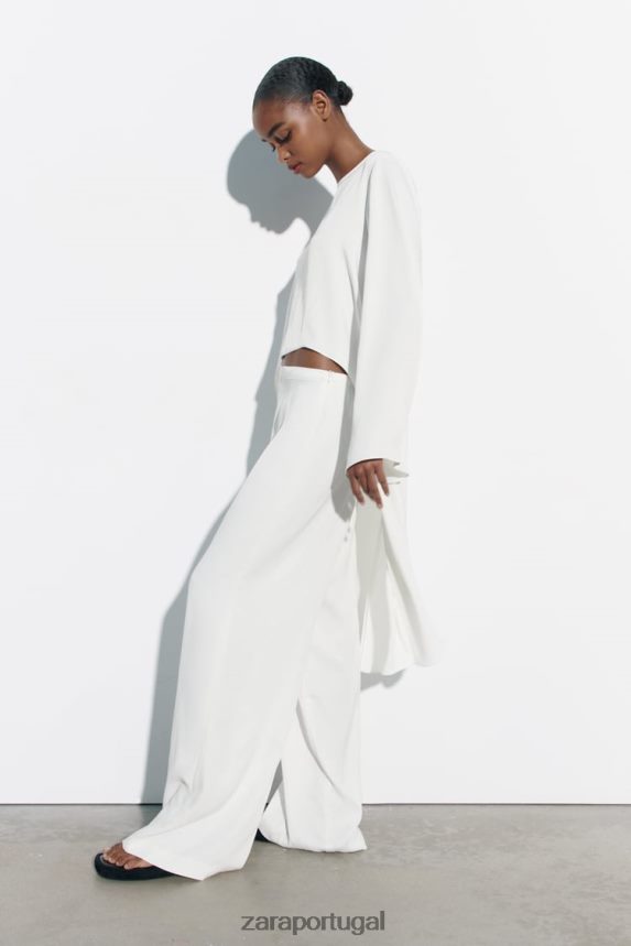blusa longa assimétrica mulheres Zara branco Z2080L335 roupas