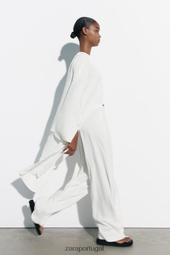 blusa longa assimétrica mulheres Zara branco Z2080L335 roupas