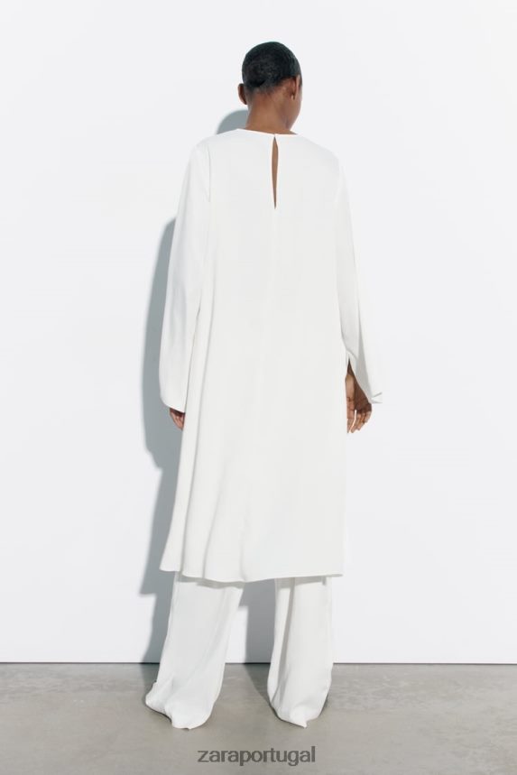 blusa longa assimétrica mulheres Zara branco Z2080L335 roupas