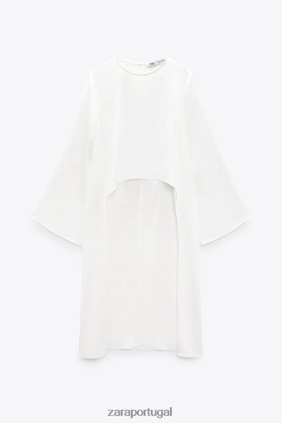 blusa longa assimétrica mulheres Zara branco Z2080L335 roupas