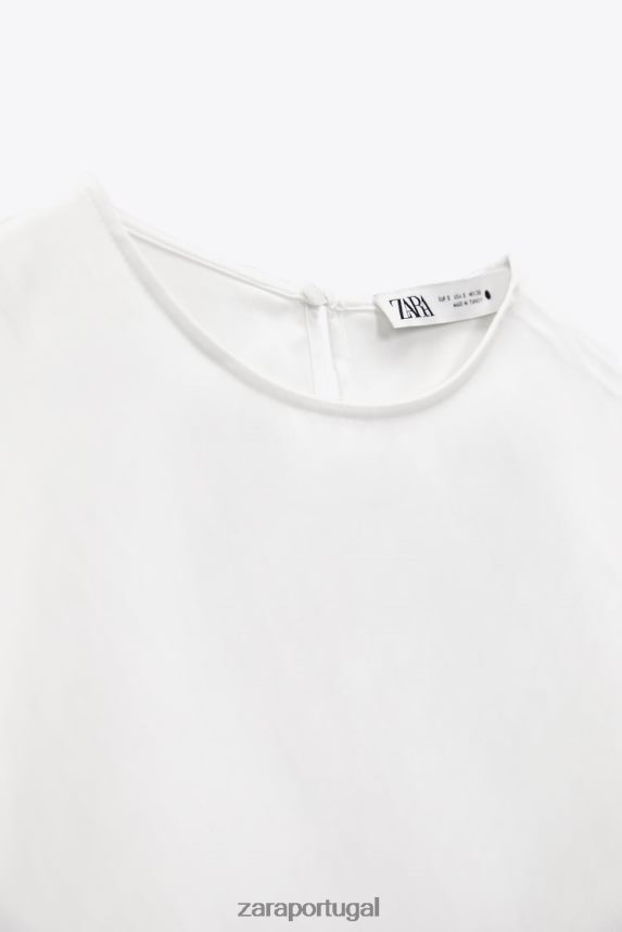 blusa longa assimétrica mulheres Zara branco Z2080L335 roupas