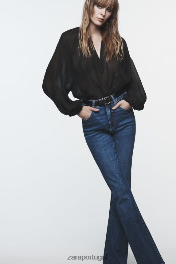 blusa manga balão mulheres Zara preto Z2080L428 roupas