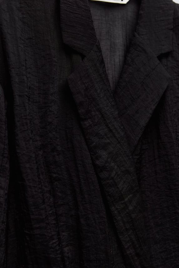 blusa minimalista com cinto mulheres Zara preto Z2080L370 roupas