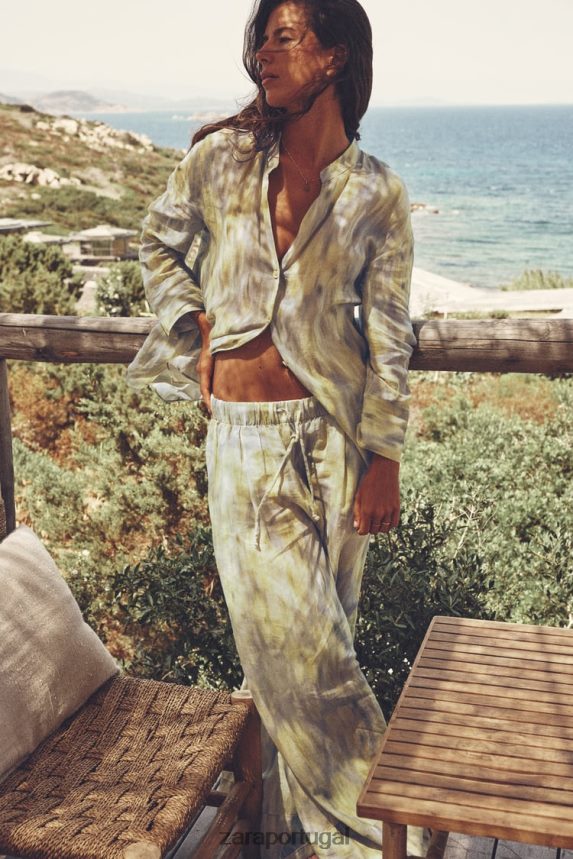 blusa rami estampada mulheres Zara amarelo Z2080L325 roupas