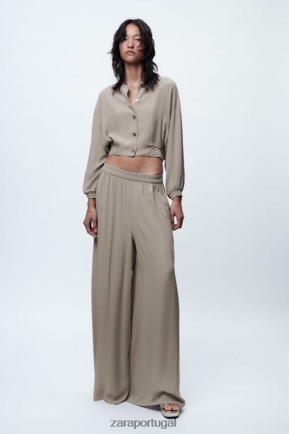 bombardeiro curto fluido mulheres Zara cinza pérola Z2080L361 roupas