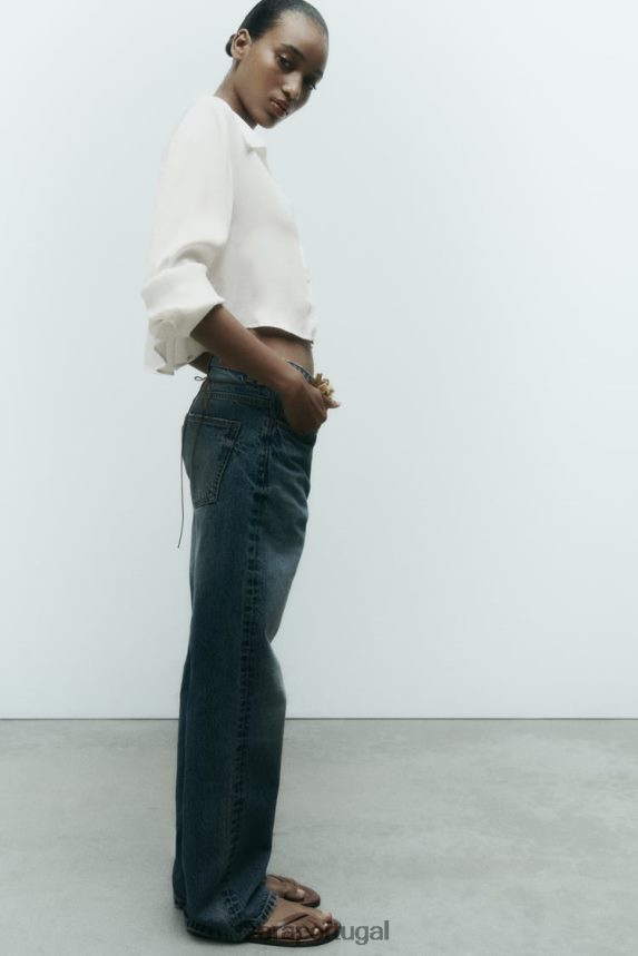 camisa cropped efeito cetim mulheres Zara branco Z2080L356 roupas