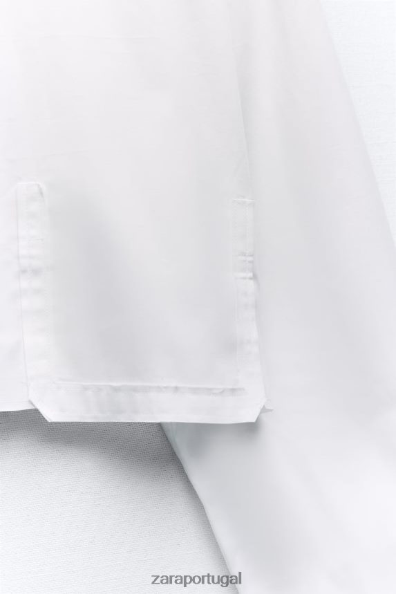 camisa cropped em gabardine mulheres Zara branco Z2080L315 roupas