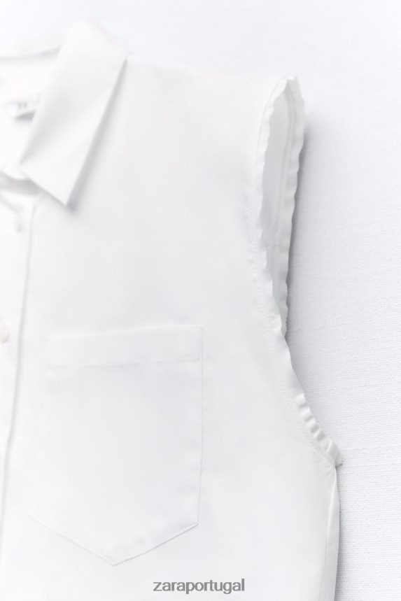 camisa de popeline bufante mulheres Zara branco Z2080L367 roupas