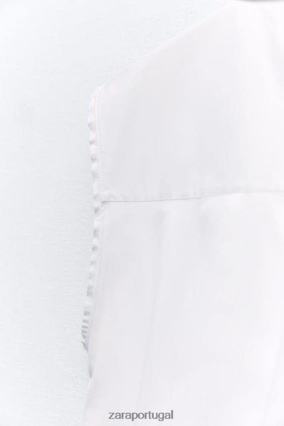 camisa de popeline bufante mulheres Zara branco Z2080L367 roupas