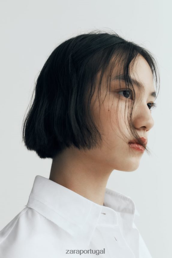 camisa de popeline grande mulheres Zara branco Z2080L292 roupas