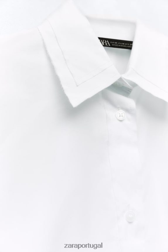 camisa de popeline grande mulheres Zara branco Z2080L292 roupas