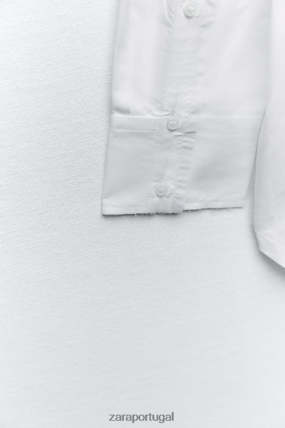 camisa de popeline grande mulheres Zara branco Z2080L292 roupas