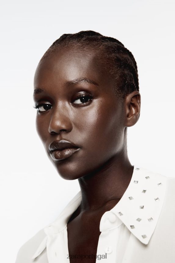 camisa fluida espelhada mulheres Zara ostra branca Z2080L425 roupas