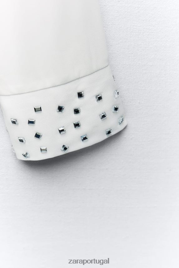 camisa fluida espelhada mulheres Zara ostra branca Z2080L425 roupas