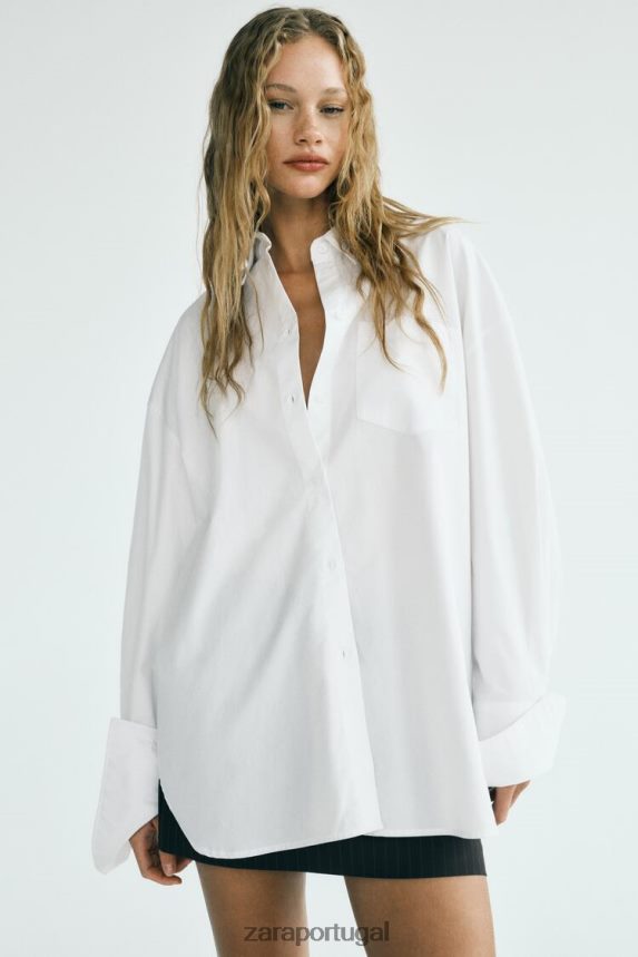 camisa grande mulheres Zara branco Z2080L443 roupas