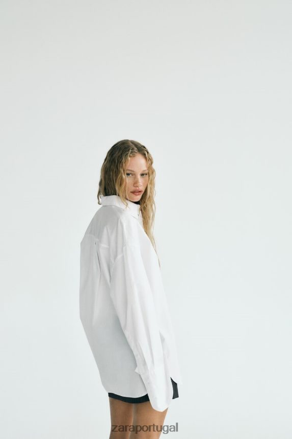 camisa grande mulheres Zara branco Z2080L443 roupas