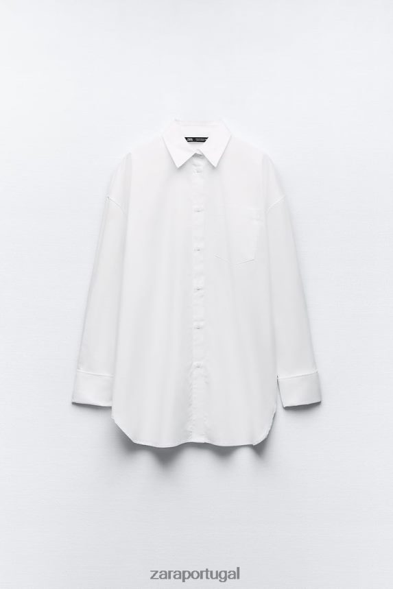 camisa grande mulheres Zara branco Z2080L443 roupas