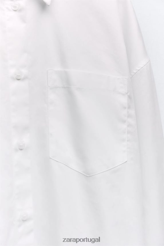 camisa grande mulheres Zara branco Z2080L443 roupas