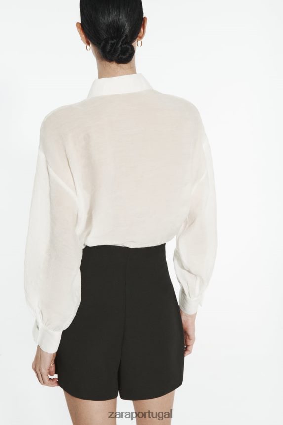 camisa jóia semi-transparente mulheres Zara cru Z2080L348 roupas