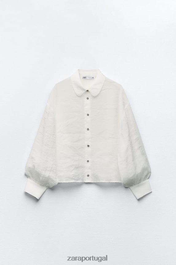 camisa jóia semi-transparente mulheres Zara cru Z2080L348 roupas