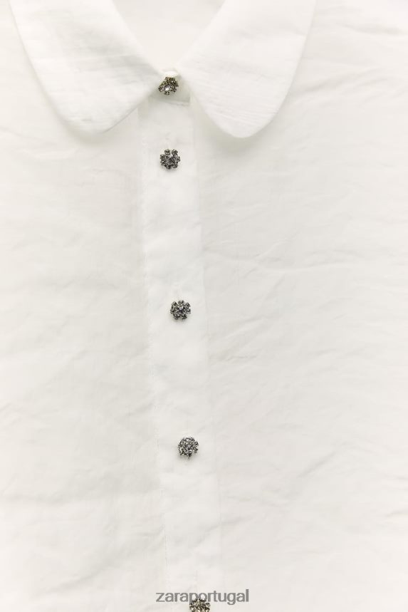 camisa jóia semi-transparente mulheres Zara cru Z2080L348 roupas