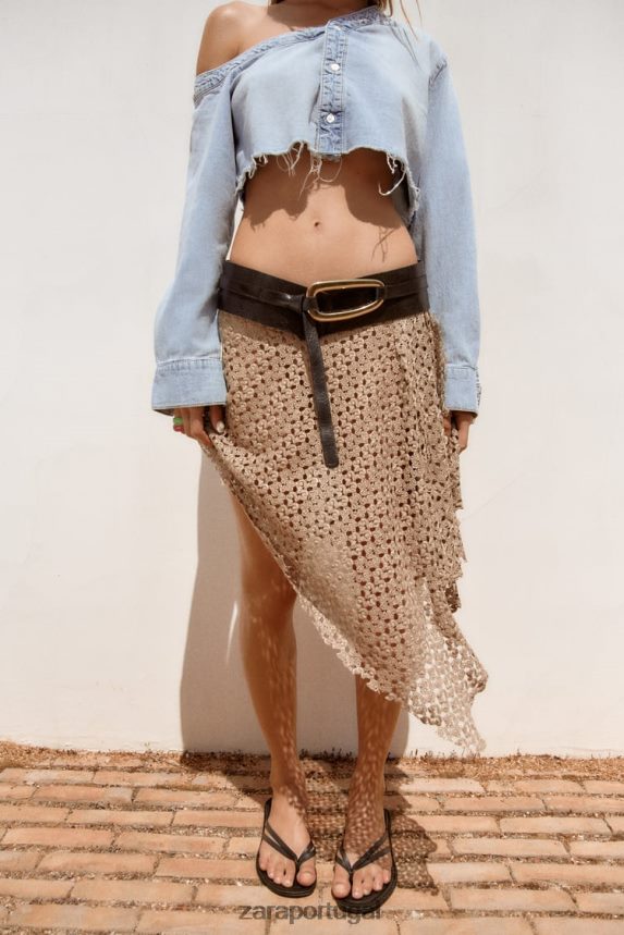 camisa jeans assimétrica trf mulheres Zara azul Z2080L452 roupas